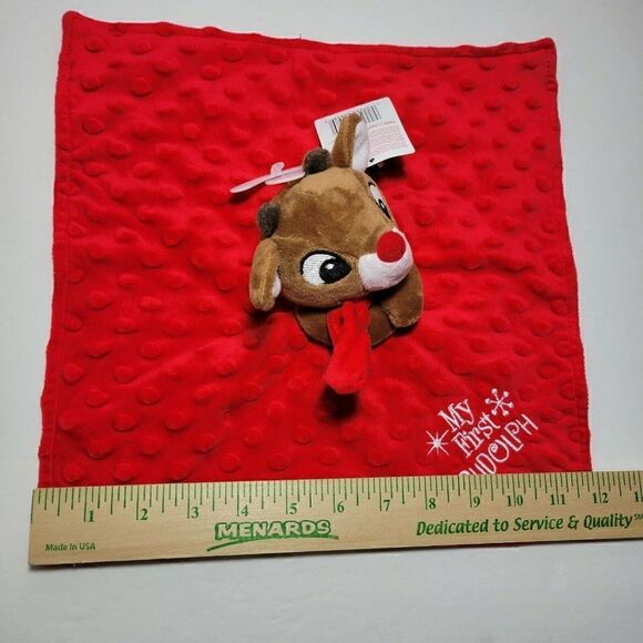 Rudolph Red Nosed Reindeer Lovey Security Blanket MY FIRST RUDOLPH 12x12 NWT - Picture 7 of 11